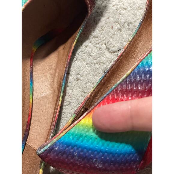 Jeffrey Campbell Bullet Platform Heels Womens Sz 6 Rainbow LGBTQ Pride Handmade - Picture 11 of 13